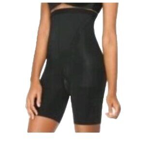 Spanx Super Higher Power Shapewear High Waist Shorts Mid Thigh Size C Black